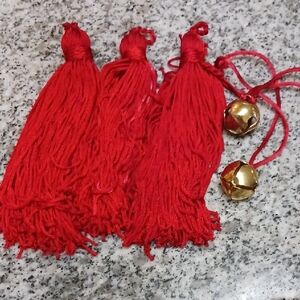 Elegant Red Tassel Earrings with Gold Accents
